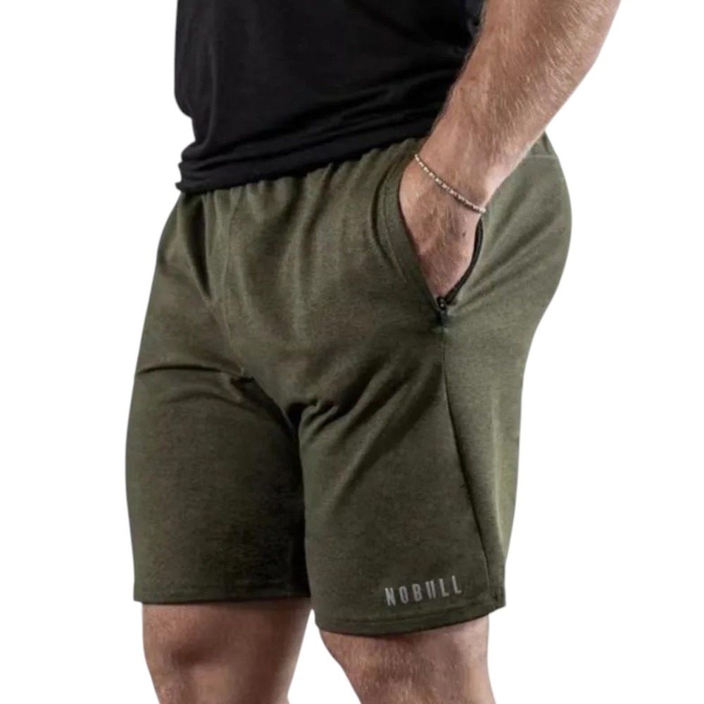 NOBULL Lightweight Knit Short 9" Mens Large Olive Green Workout Gym Made in USA